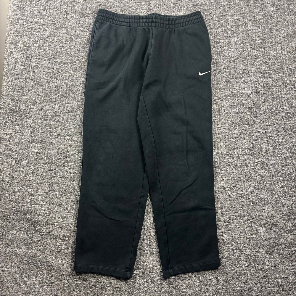 Y2K Nike Athletic Straight Leg Heavyweight Black Fleece Sweatpants Mens Large